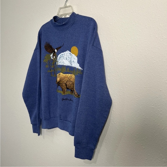 Vintage 90s Gatlinburg Tennessee Fruit Of The Loom Eagle Bear Sweatshirt Size Lg - Picture 6 of 12
